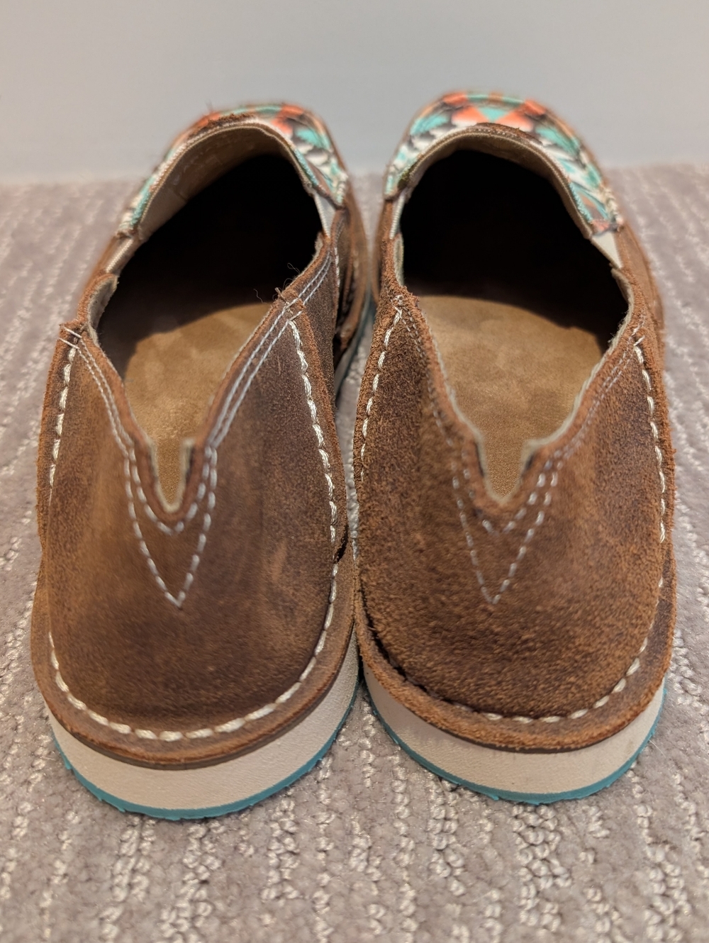 Turquoise and Coral Southwestern/Aztec/Geometric Ariat Cruisers - Picture 3 of 6